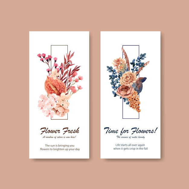 パンフレットやリーフレットの秋の花のコンセプトデザインのチラシテンプレート 無料のベクター
