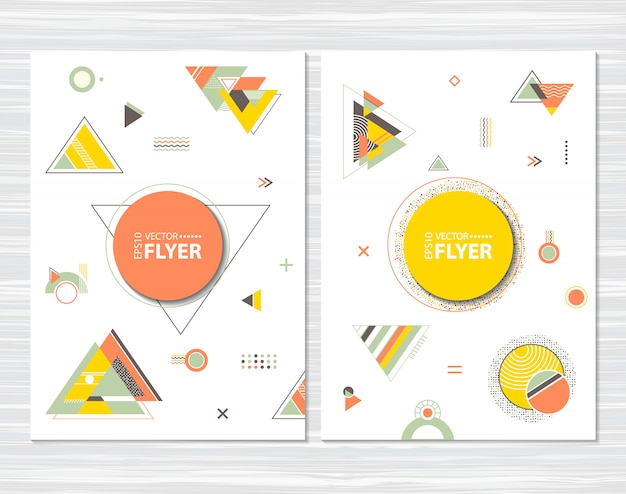 Flyers with abstract geometric shapes Premium Vector