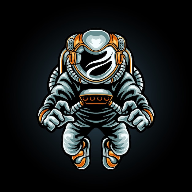 Premium Vector | Flying astronaut mascot logo