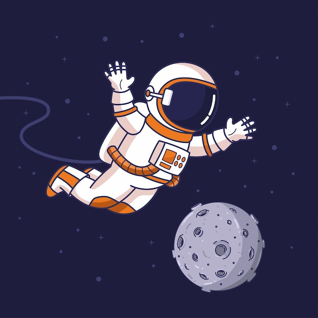 Premium Vector | Flying astronaut in the space