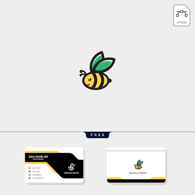 Download Free Flying Bee Logo Free Business Card Design Premium Vector Use our free logo maker to create a logo and build your brand. Put your logo on business cards, promotional products, or your website for brand visibility.