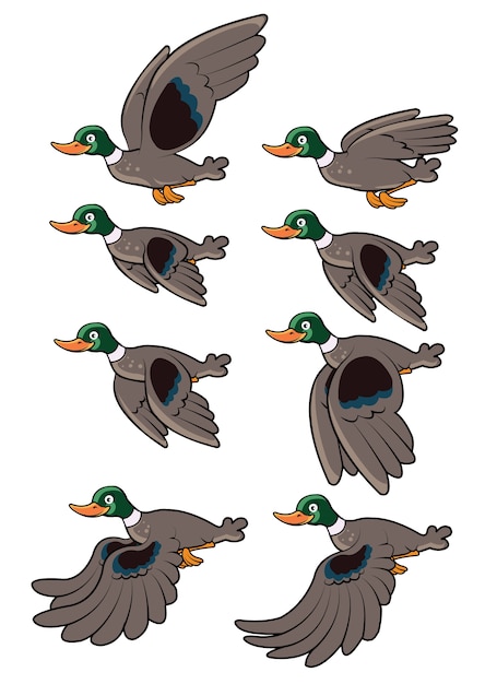 Premium Vector | Flying duck animation sprite