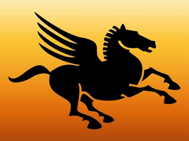 Flying horse wings vector silhouettes