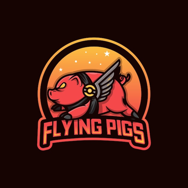 Premium Vector | Flying pig esport logo