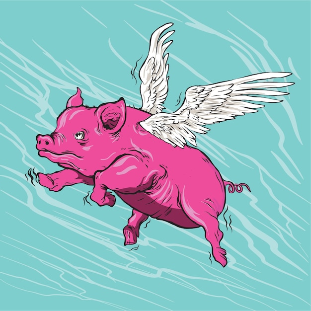 Premium Vector Flying pigs illustration