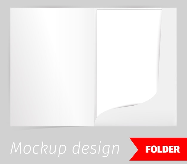 Fold realistic mockup design with shadow effect Free Vector