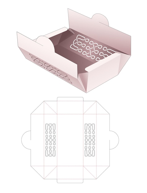 Premium Vector | Foldimg bakery box with stenciled line die cut template