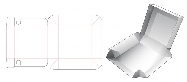 Download Premium Vector Folding Cardboard Pizza Box Die Cut Template PSD Mockup Templates