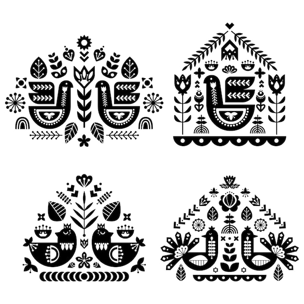 premium-vector-folk-art-pattern-collection-with-four-single-pattern