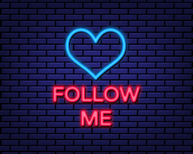 Premium Vector | Follow me sign neon style