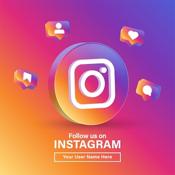 Premium Vector | Follow us on instagram with 3d logo in modern circle ...