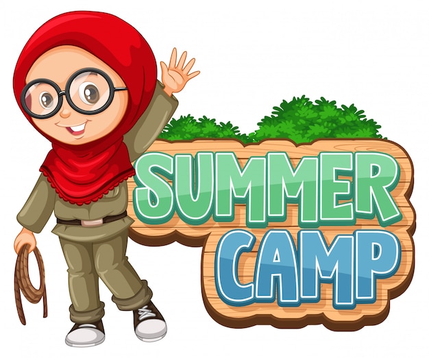Download Premium Vector | Font design for summer camp with cute kid ...