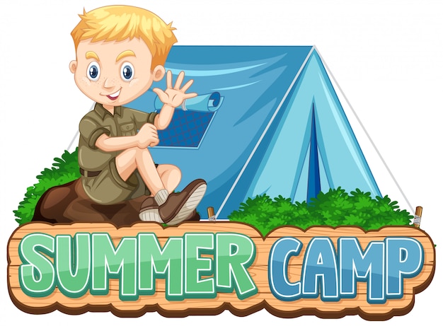 Download Font design for summer camp with cute kid at park | Free ...