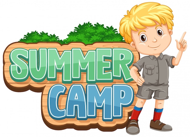 Download Font design for summer camp with cute kid at park | Free ...