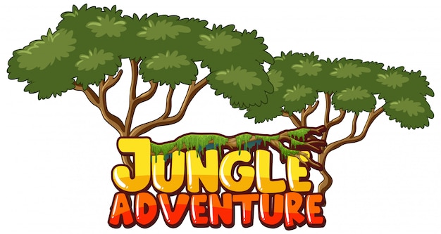 Premium Vector | Font design for word jungle adventure with trees in ...