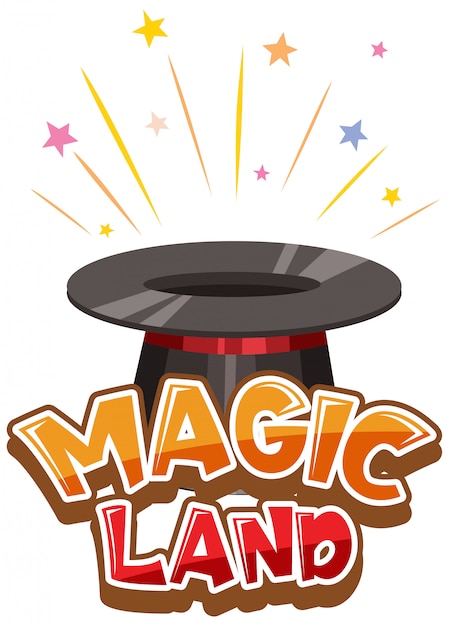 Download Font design for word magic land with magician hat | Free ...