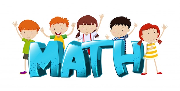 Free Vector | Font design for word math with boys and girls illustration