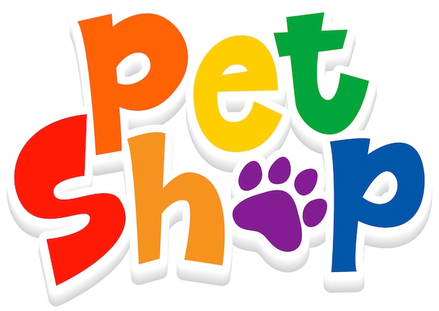 Premium Vector | Font design for word pet shop on white background