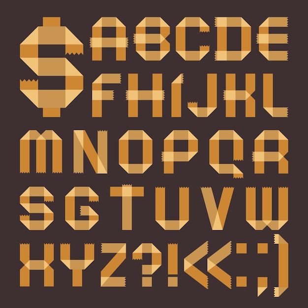 Premium Vector Font From Yellowish Scotch Tape Roman Alphabet A B C D E F G H I J K L M N O P Q R S T U