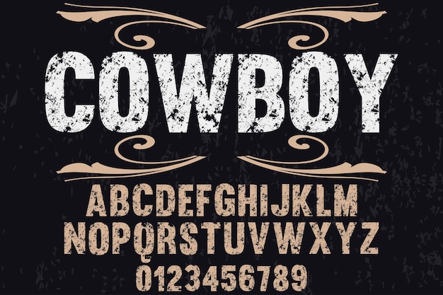 Premium Vector | Font label design cowboy