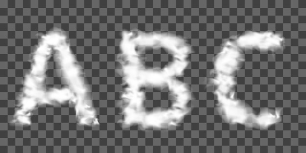 雲で作られたフォント 文字abc プレミアムベクター