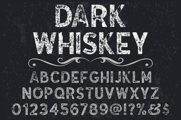 Font shadow effect label design dark whiskey Premium Vector