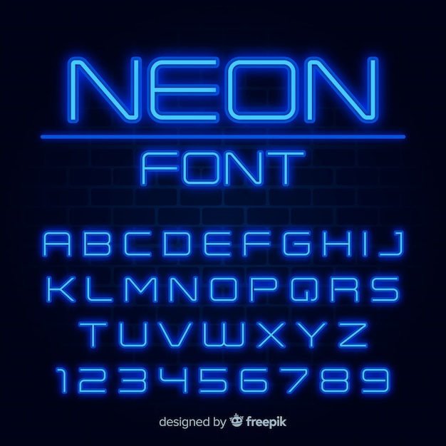 Free Vector | Font with alphabet in neon style
