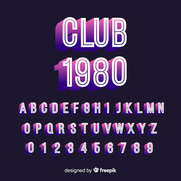 Font with alphabet in retro style Free Vector