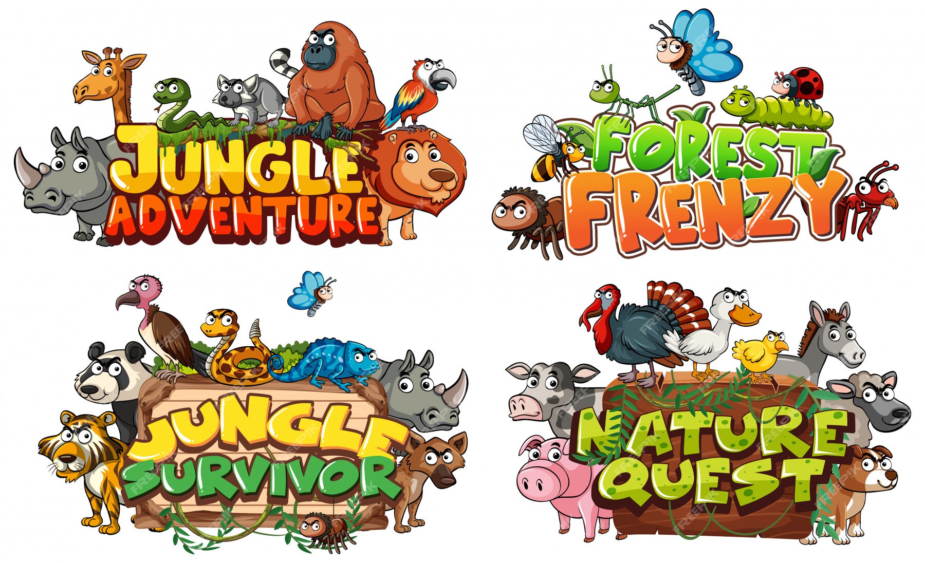 premium-vector-font-for-word-related-to-jungle-with-wild-animals