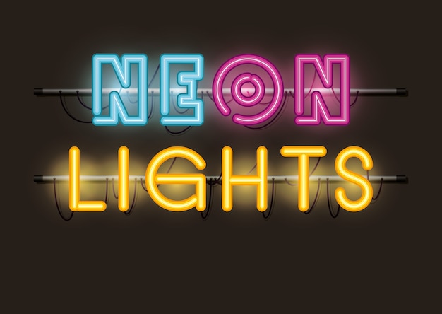 Premium Vector | Fonts neon lights icons