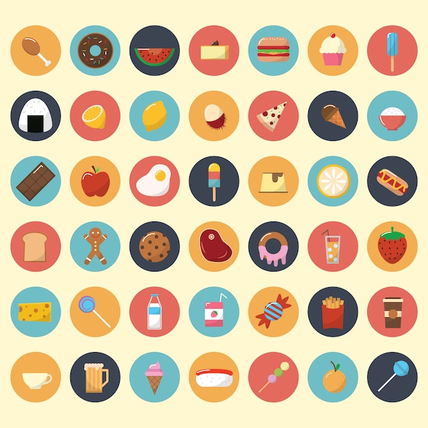Food and snacks icon collection