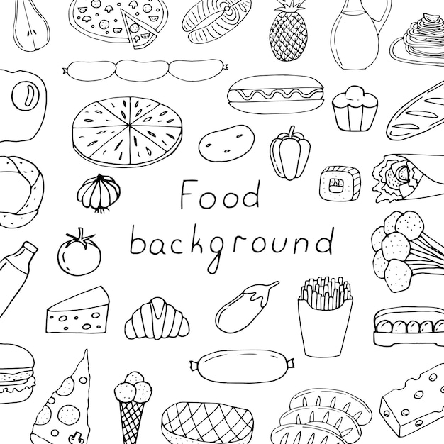 Premium Vector | Food background vector illustration hand drawing doodles