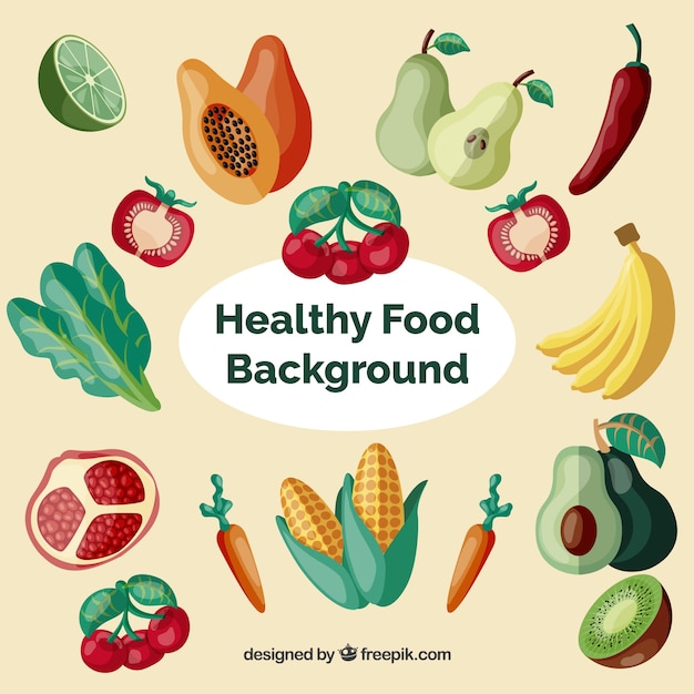 Food background with flat design Vector | Free Download