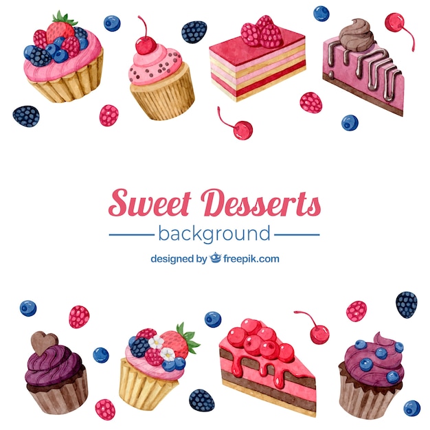Food background with sweet desserts