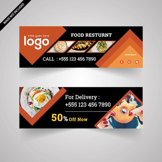 Food banner with black and orange design