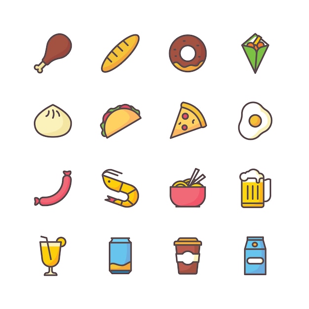 Premium Vector | Food and beverage icon set