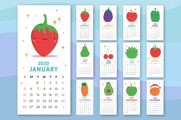 Free Vector | Food calendar template