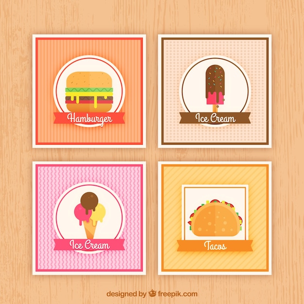 Food card collection with flat design