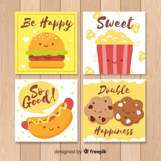 Food card collection Free Vector
