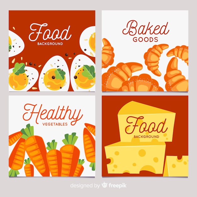 food-card-collection-free-vector