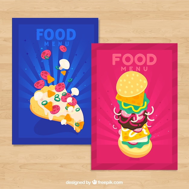 Food cards collection with fast food