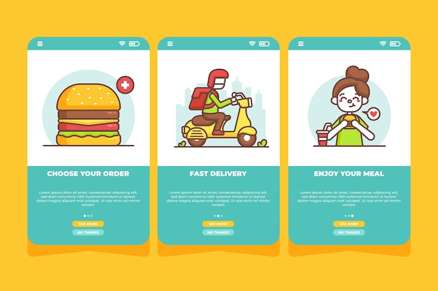 Free Vector Onboarding Screens For Food Delivery App - vrogue.co