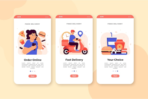 Free Vector Onboarding Screens For Food Delivery App - vrogue.co