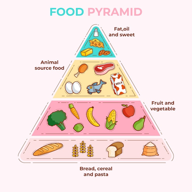 Free Vector Food essentials pyramids for proper nutrition