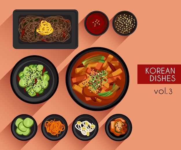 食べ物のイラスト韓国料理のベクトル図 プレミアムベクター