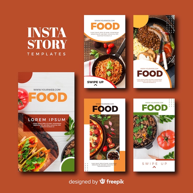 Véc Tơ Miễn Phí |  Bộ sưu tập các mẫu câu chuyện ẩm thực trên Instagram