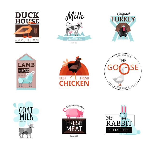 Free Vector | Food logo set