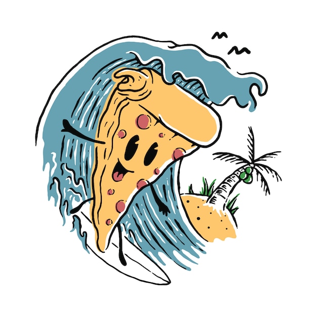 Premium Vector | Food pizza lover surfing summer