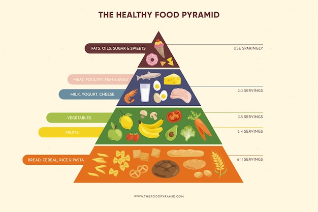 Food pyramid nutrition concept | Free Vector