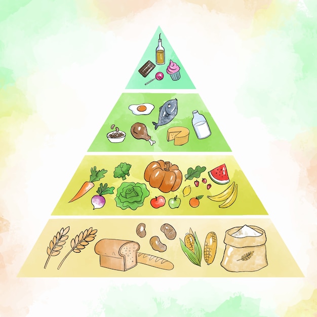 Food pyramid for nutrition | Free Vector